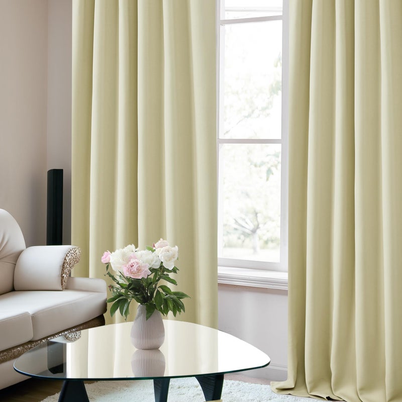 Deconovo Room Darkening Curtains for Living Room, Beige Light Filtering Thermal Drapes 95 Inches Long, Back Tab and Rod Pocket Window Curtains, 52W x 95L Inch, 2 Panels - Image 5